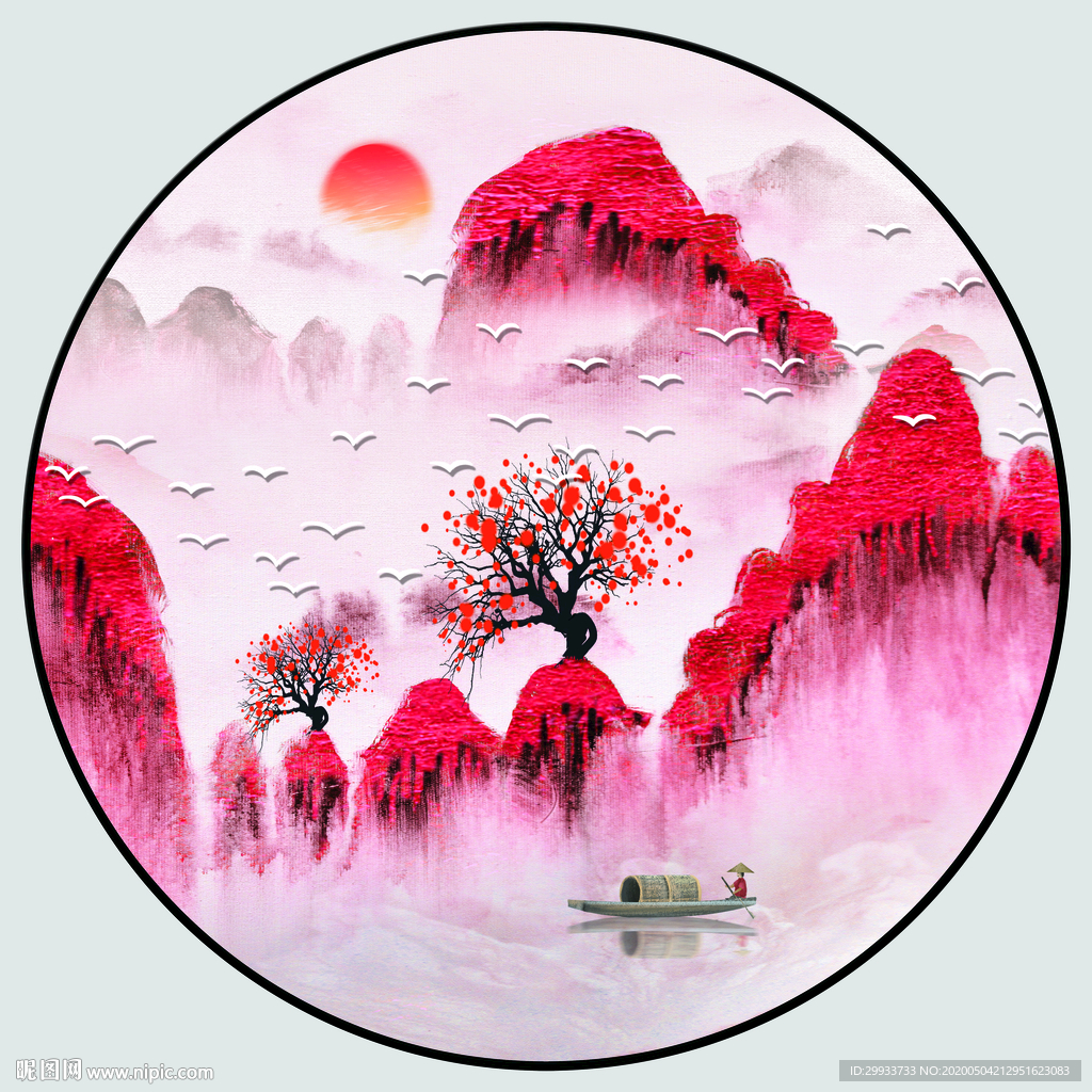 鸿运当头中式山水装饰画