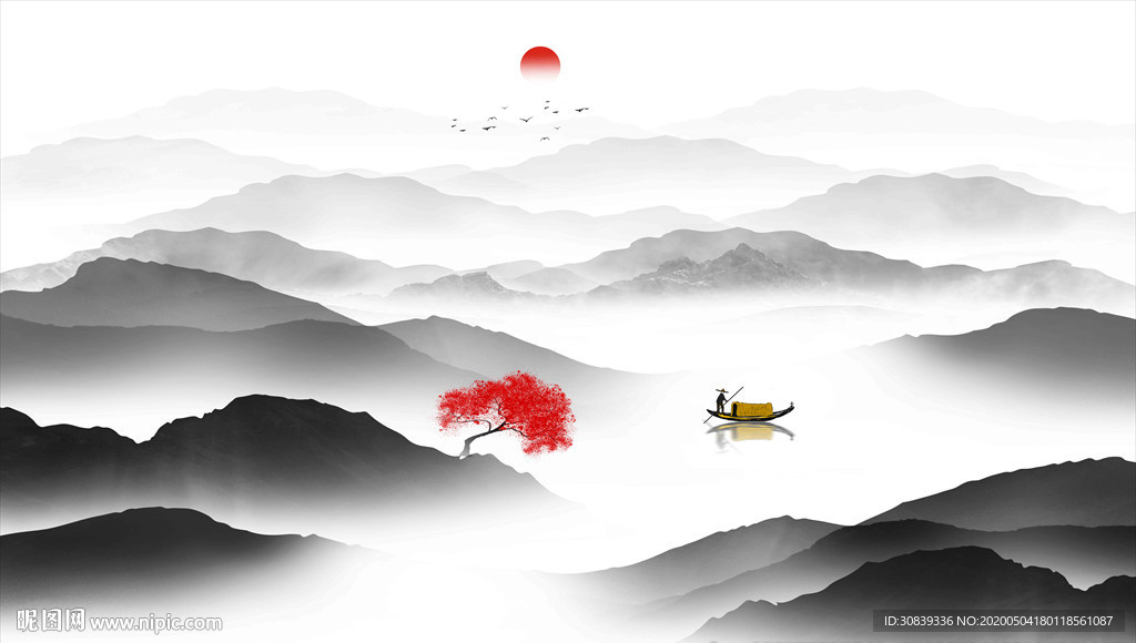 水墨山