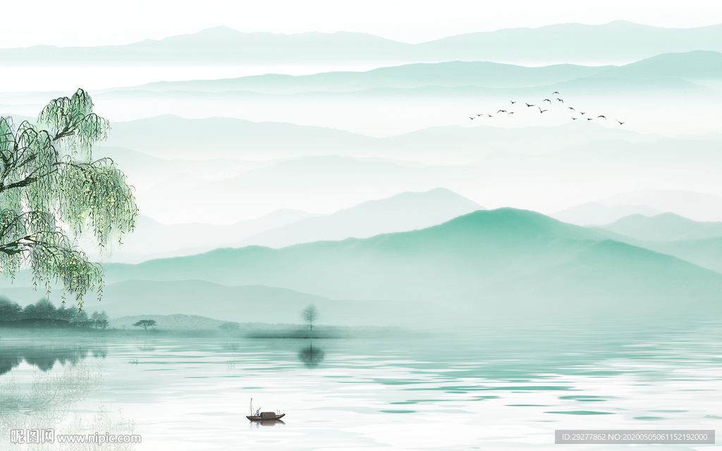 现代简约山水画 TIF分层