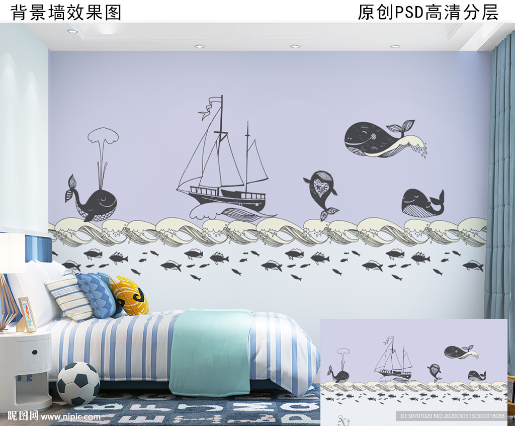 卡通儿童房背景墙