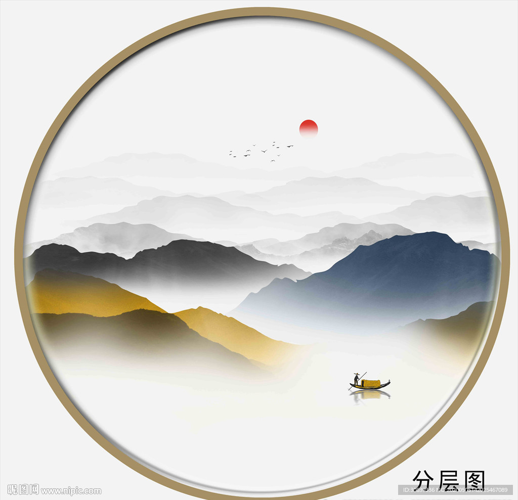 圆形山水画
