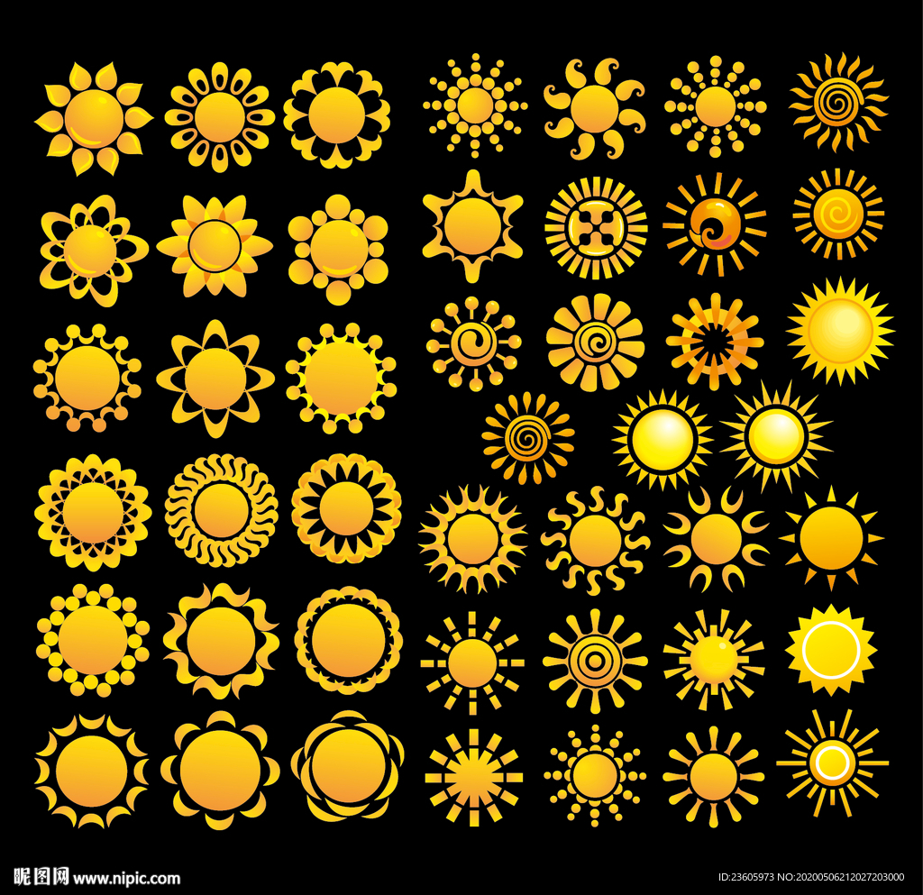 太阳阳光卡通太阳发光太阳集合