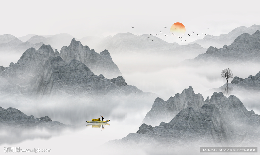 意境水墨山水画
