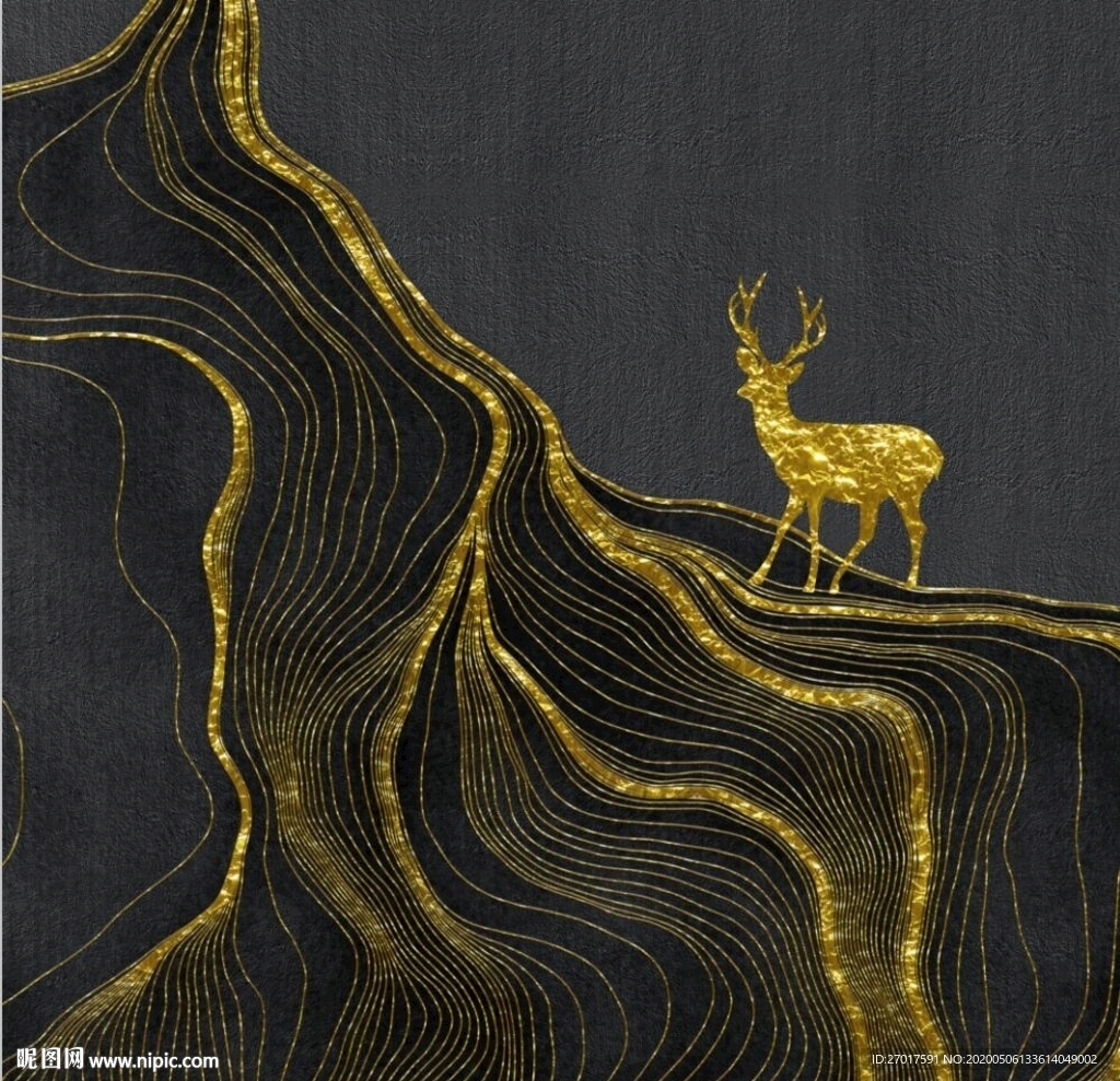 小鹿抽象北欧装饰画