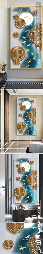 北欧新中式抽象玄关装饰画