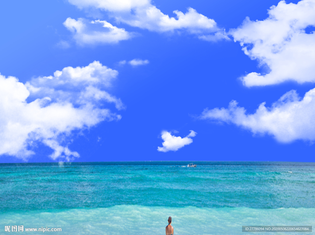 大海蓝天白云