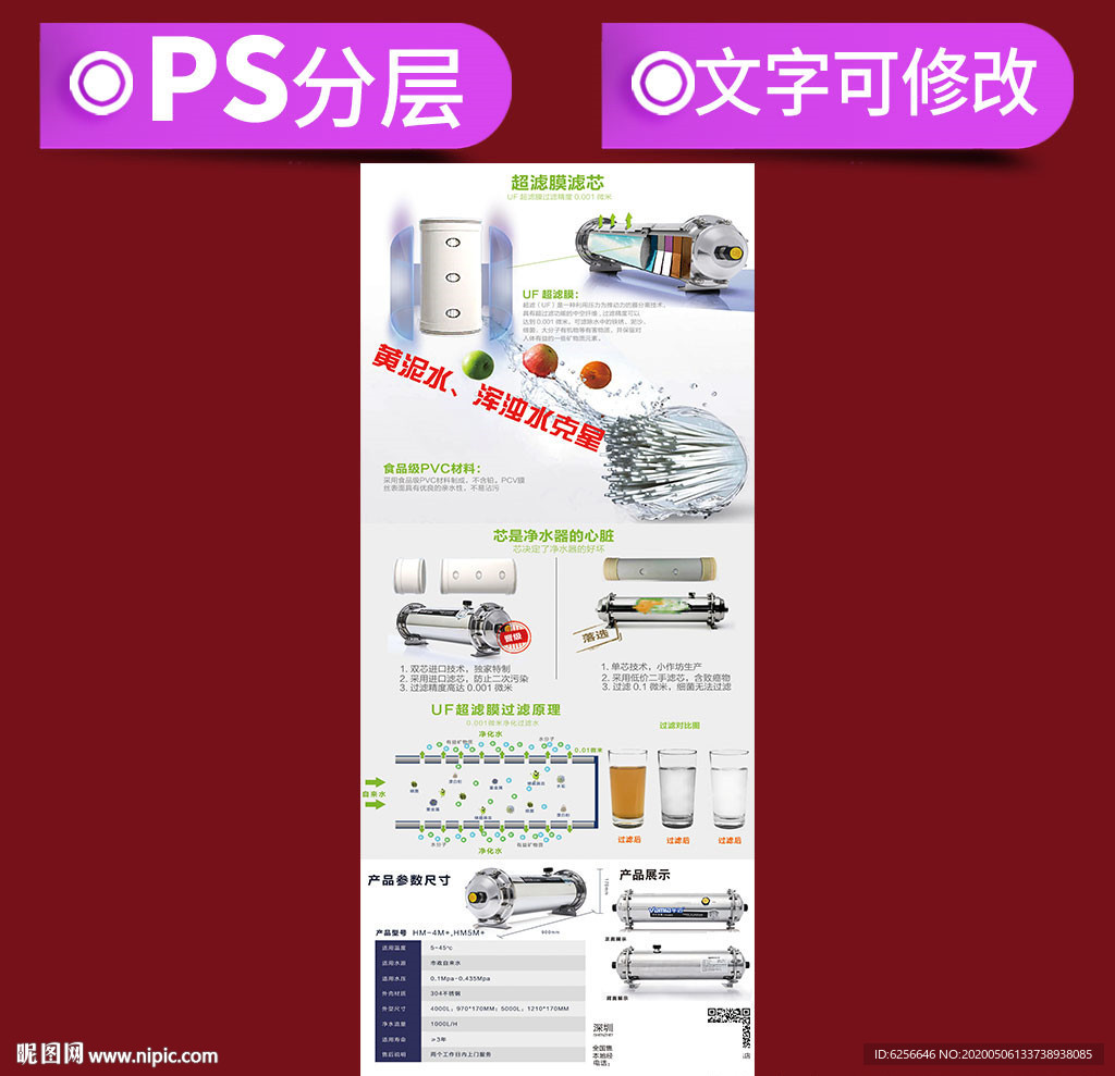 华迈净水器滤芯展架海报