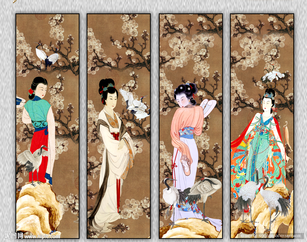 仙鹤仕女图