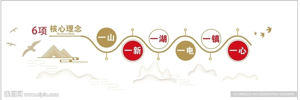 电力电网企业古风山水文化墙