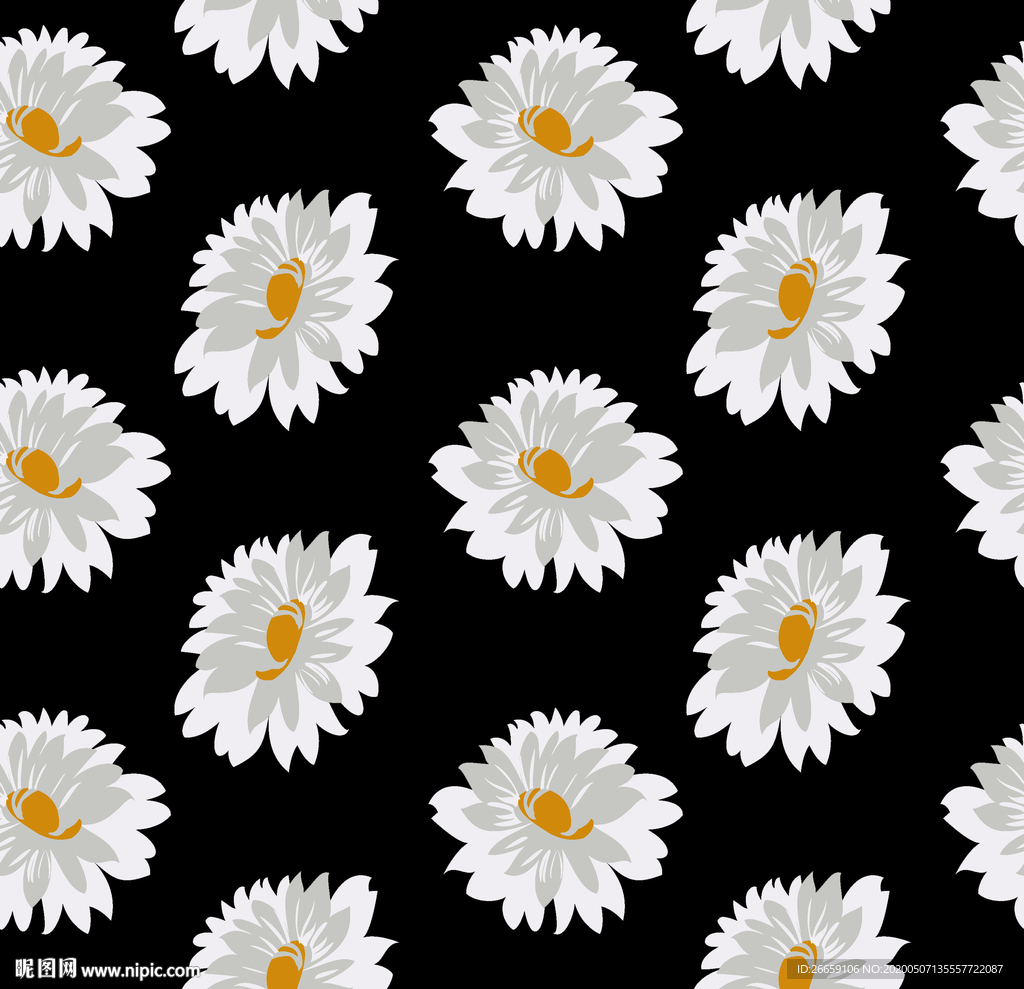 四方连续数码印花小碎花小雏菊