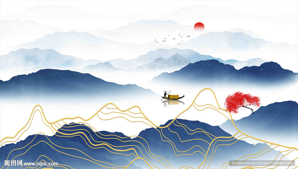 线条山 金线山 线条装饰画