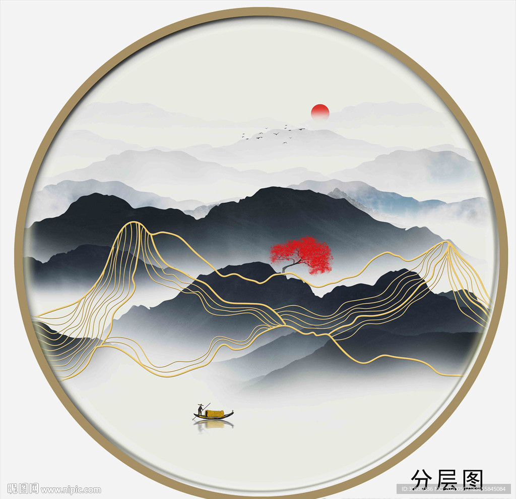 金线圆形山