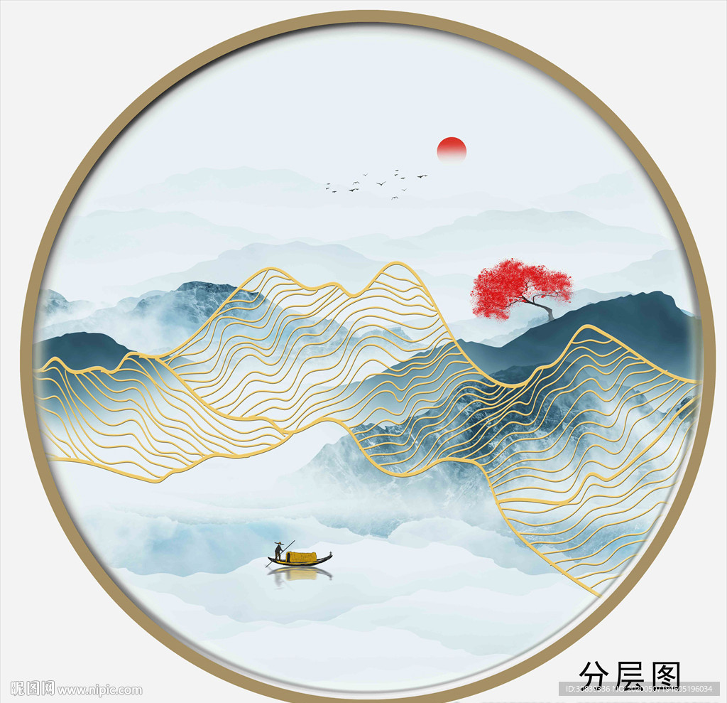 北欧金线山 欧式线条