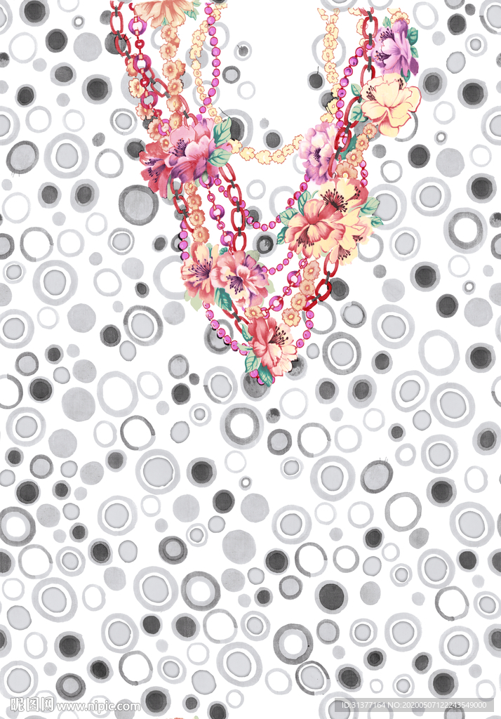 波点项链定位碎花