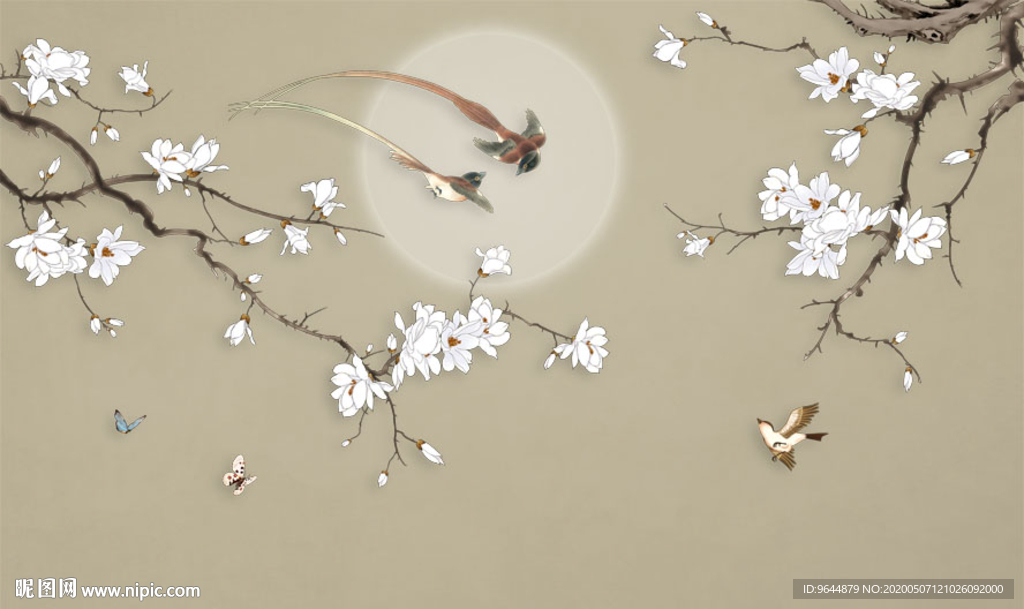 手绘花鸟