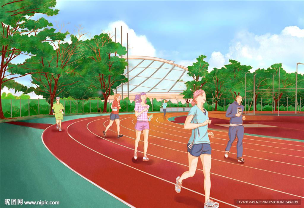 手绘学校跑道   画册封面下载