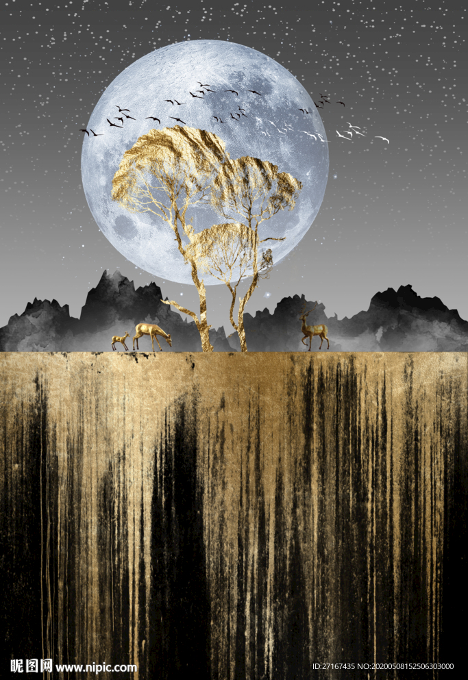 抽象立体线条山水背景图