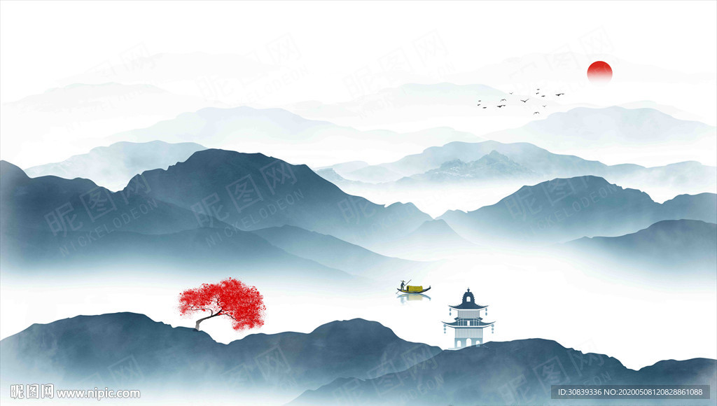 水墨山水背景墙