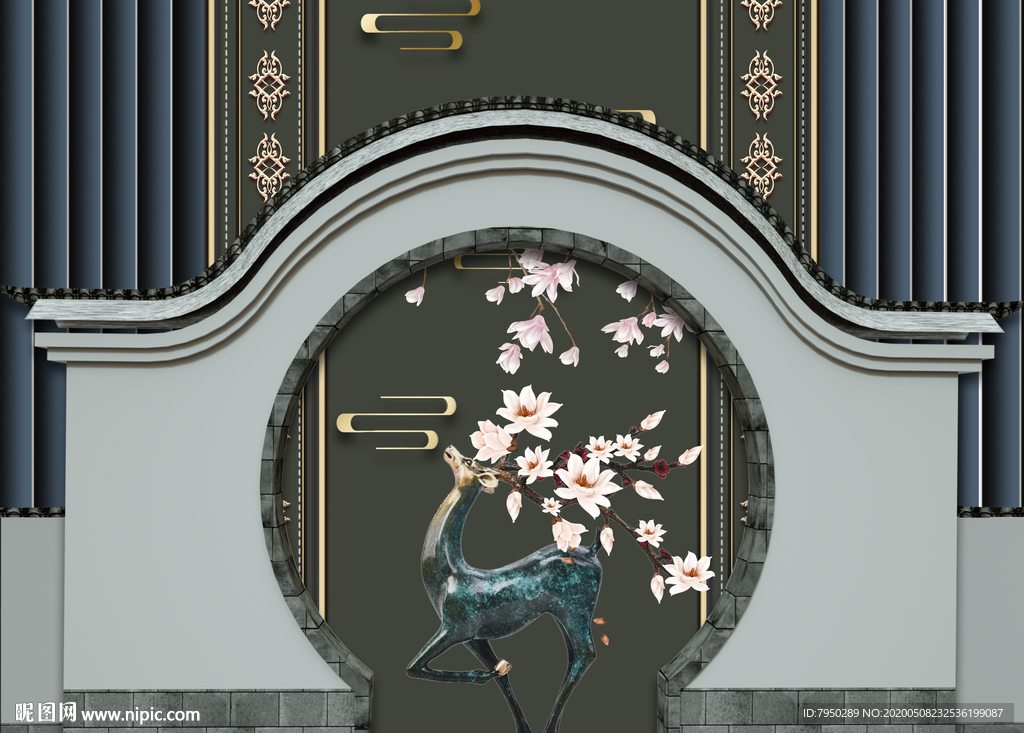 新中式电视背景墙