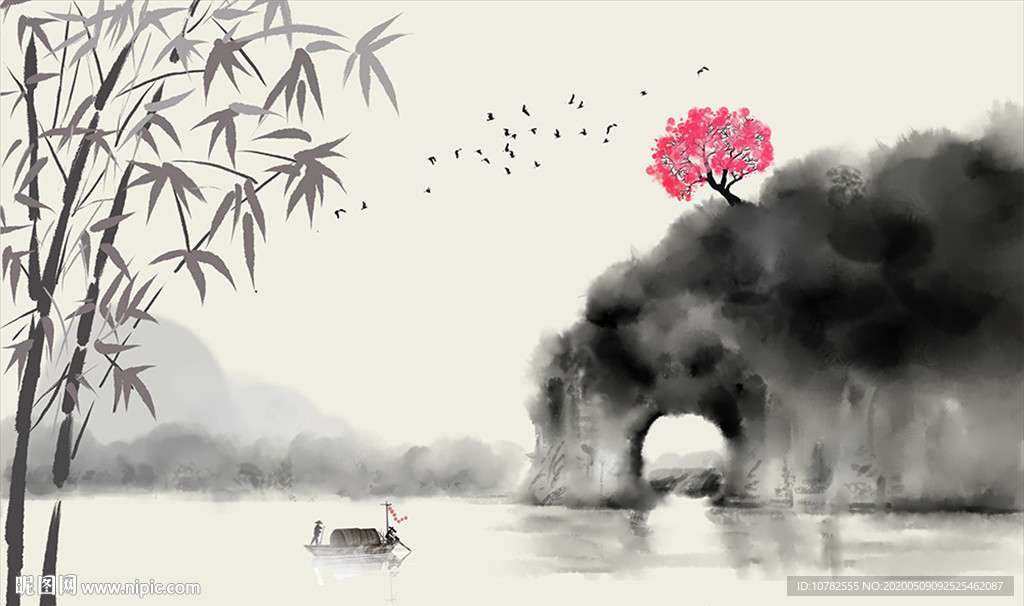 竹子意境电视背景墙