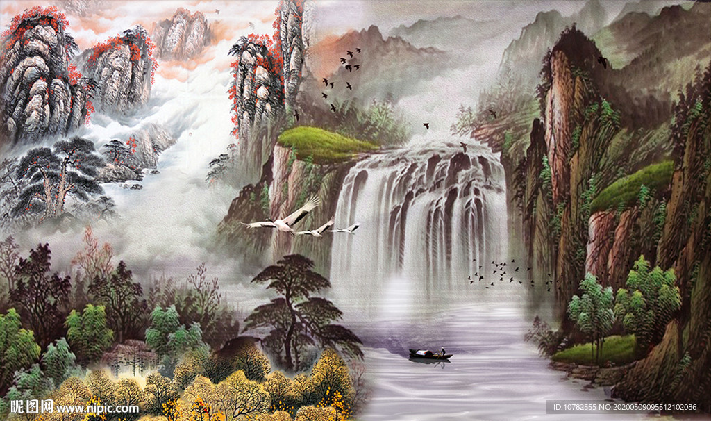 山水仙境背景墙