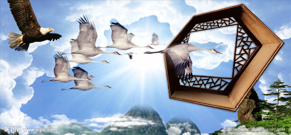 百鸟回巢 背景画