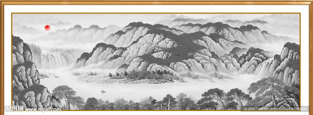 水墨山水水墨画