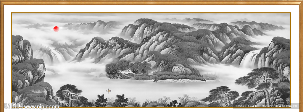 水墨山水水墨画