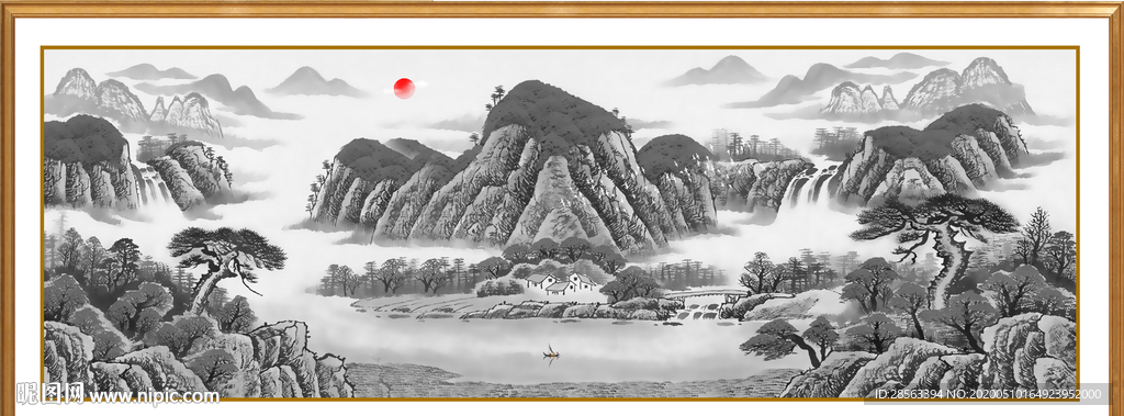 水墨山水水墨画