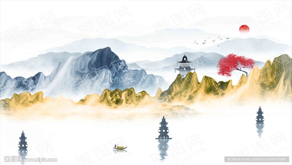西湖山水画 山水 水墨山水