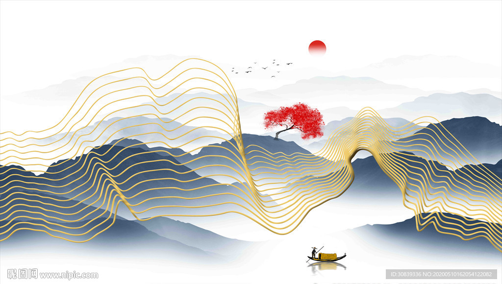 金线山水 水墨山