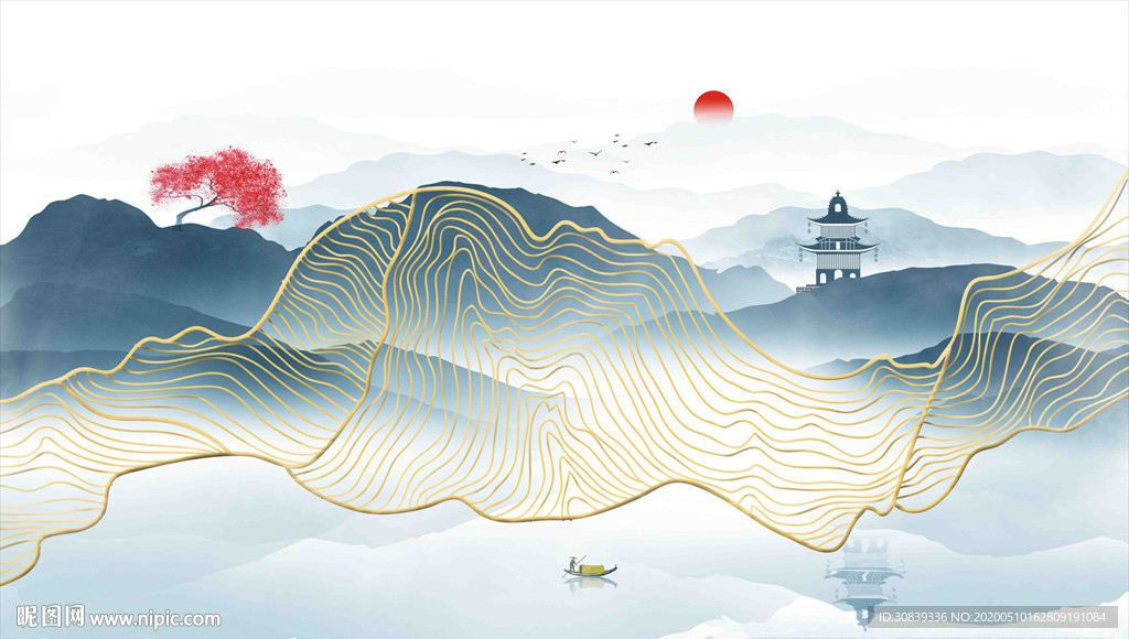 线条山 金线山水 山水