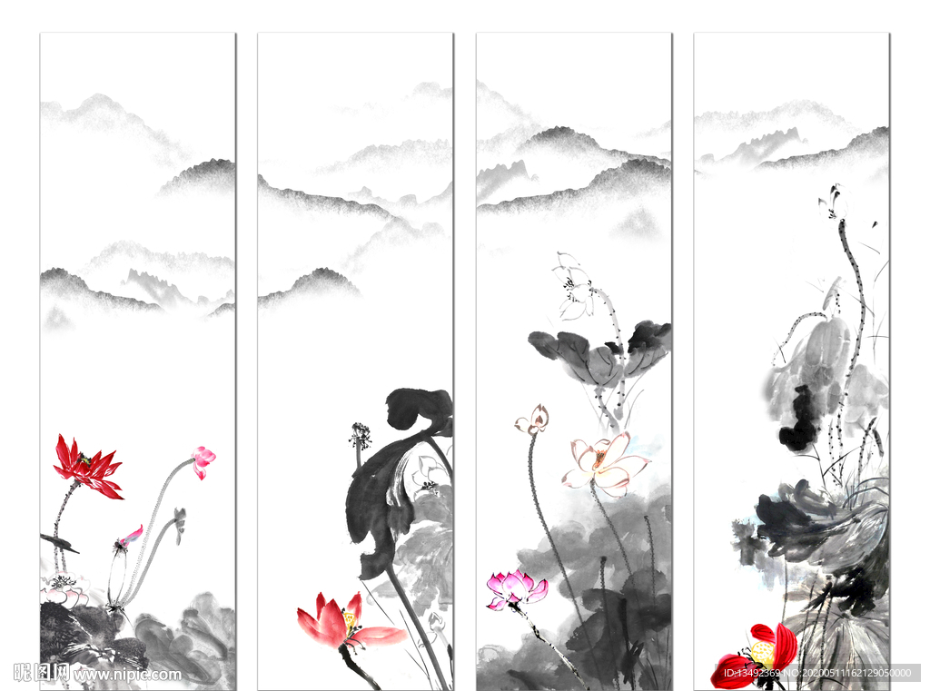 水墨荷花图