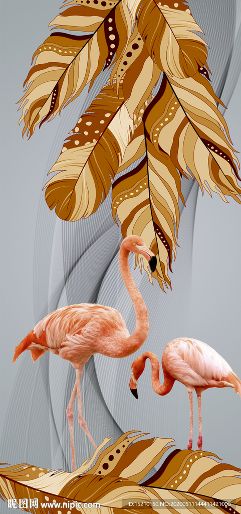 金色羽毛玄关背景墙