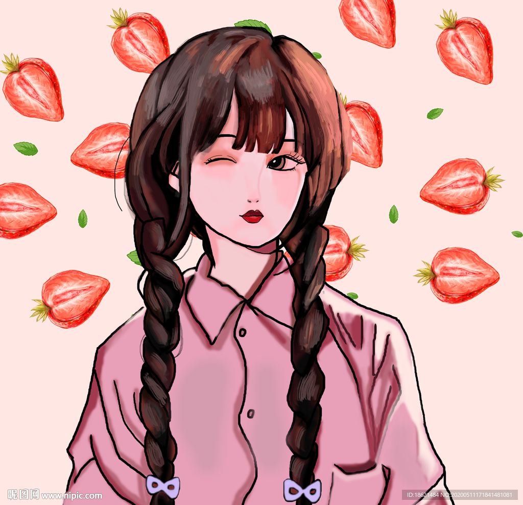 手绘草莓妹