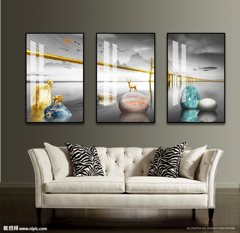 现代麋鹿装饰画