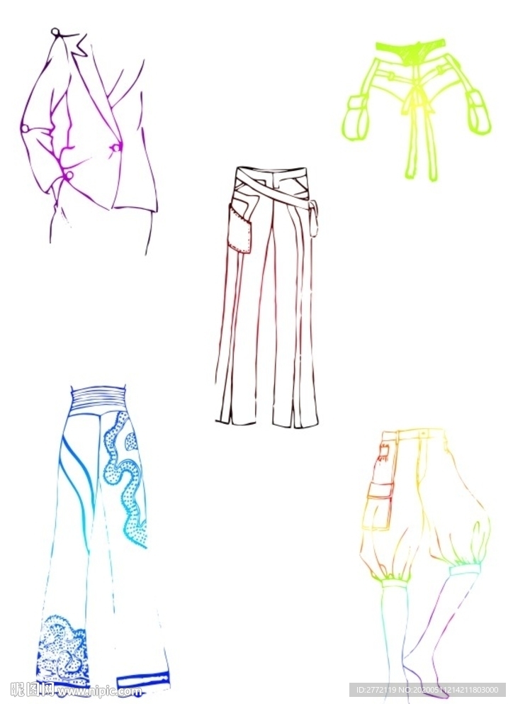 特别西裤  服装草图