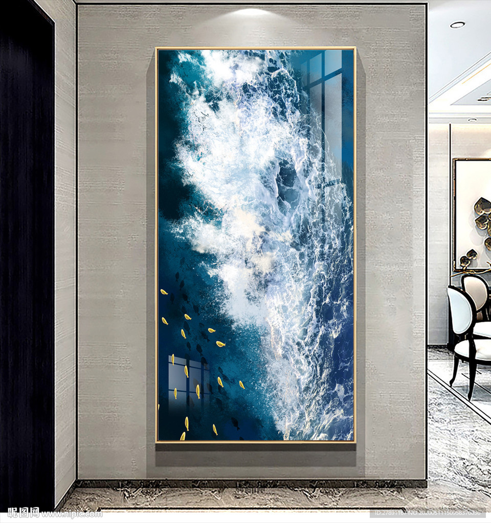 简约海浪玄关画