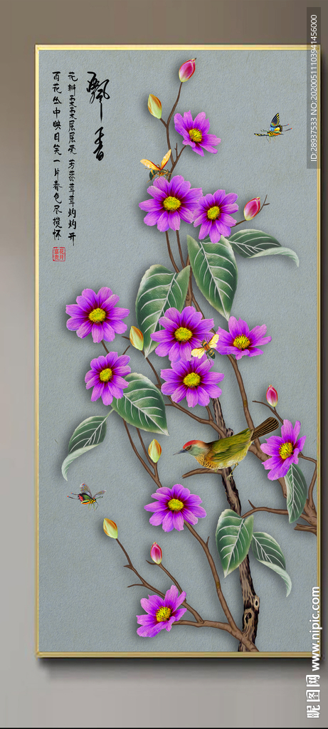 原创玄关油画花卉花鸟装饰画壁画