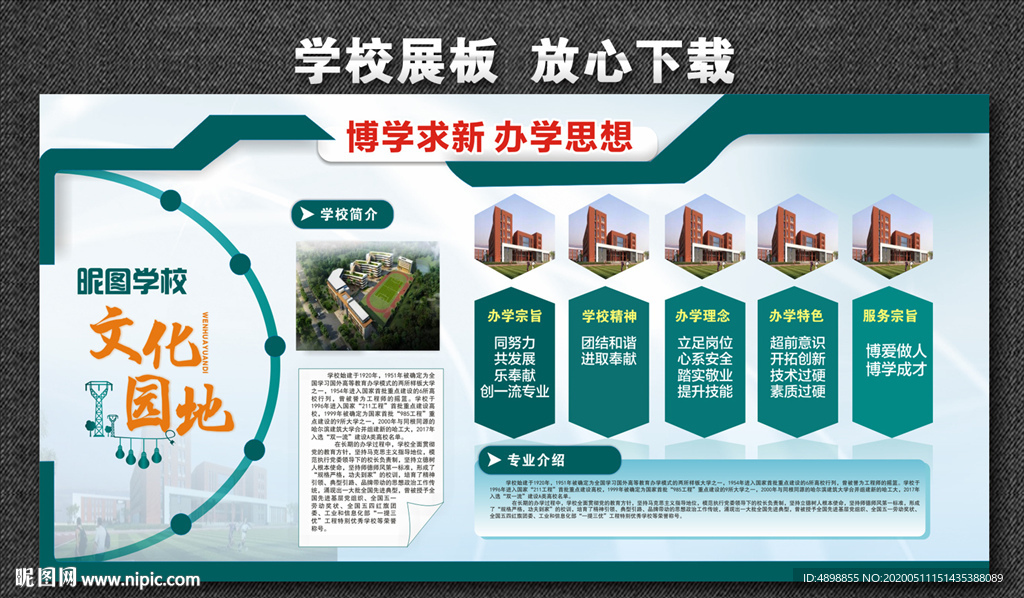 学校展板 文明校园 学校简介