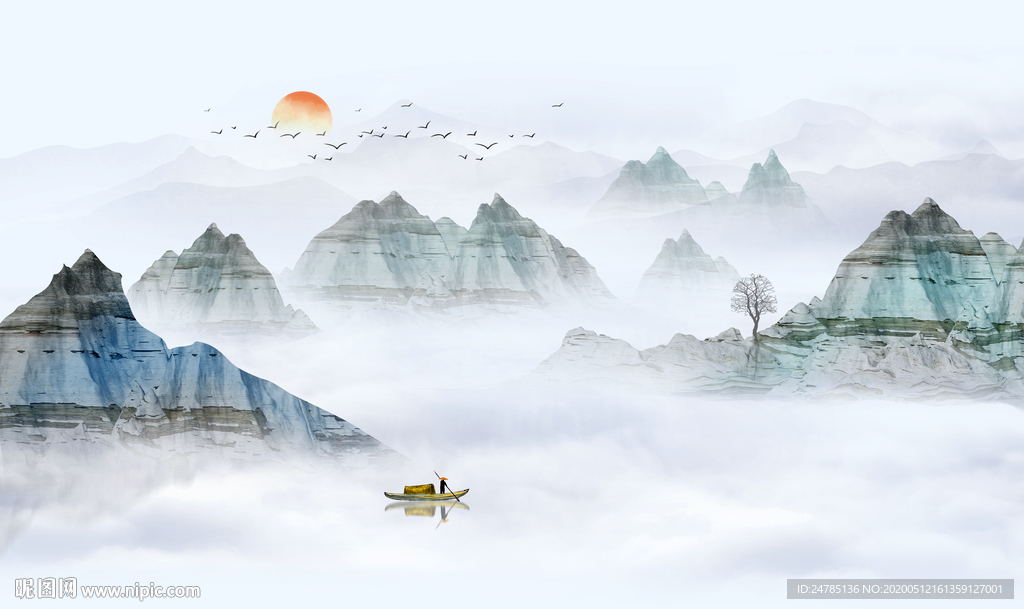 意境水墨山水画