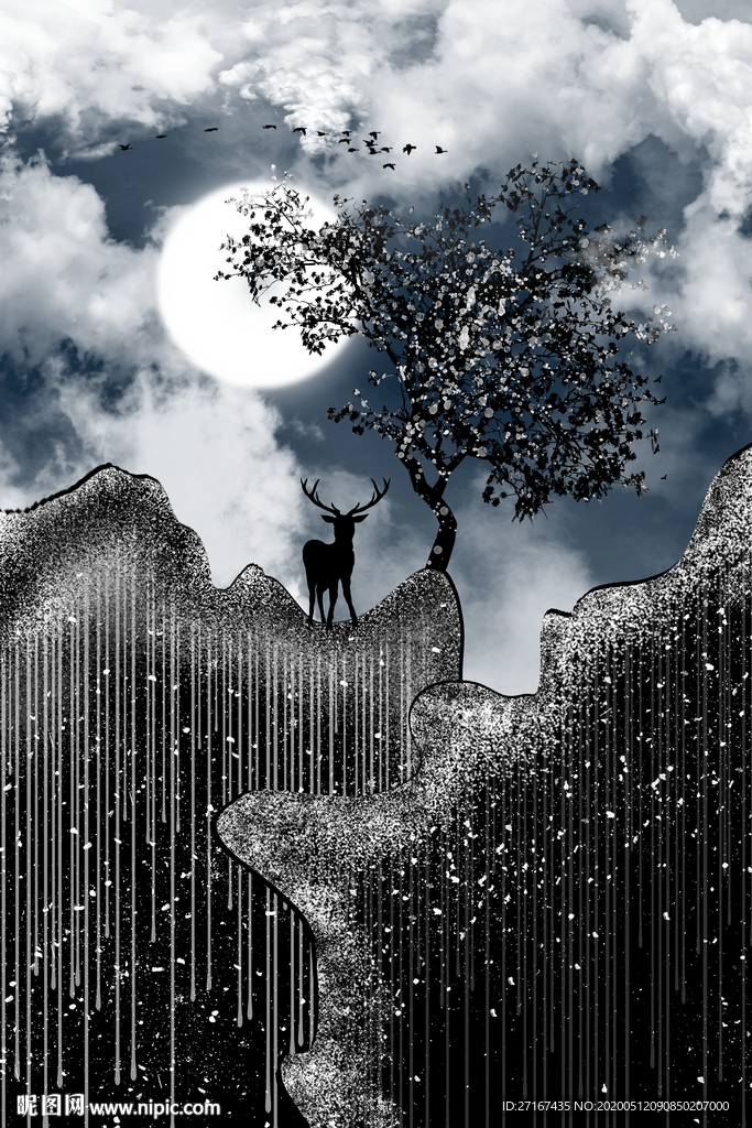 深蓝色系高清玄关背景图