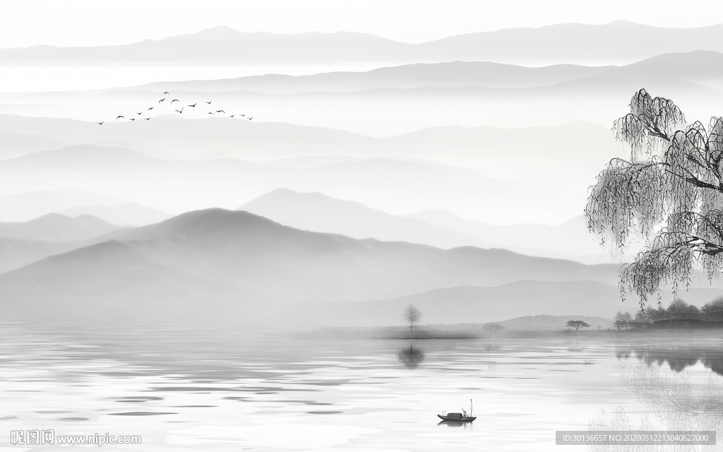 爆款 山水画背景 TIF分层