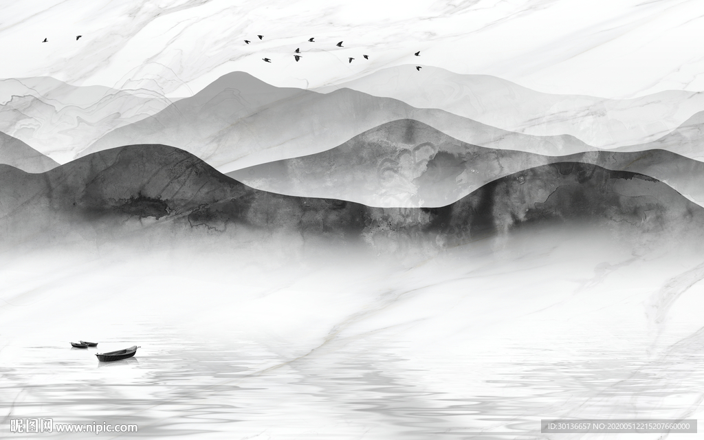 高端山水画背景 TIF分层