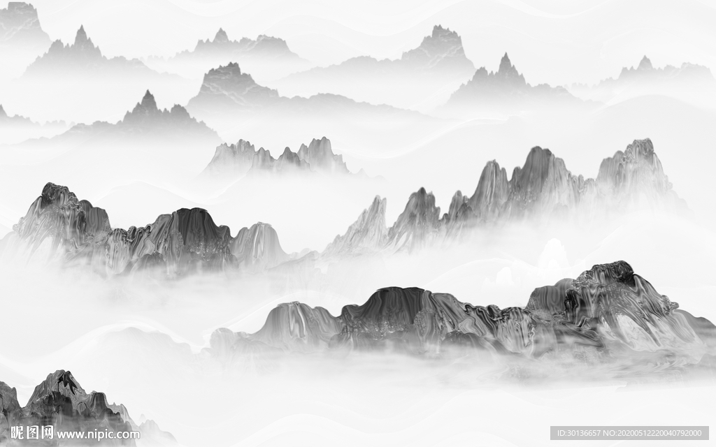 高档 山水画背景 TIF分层