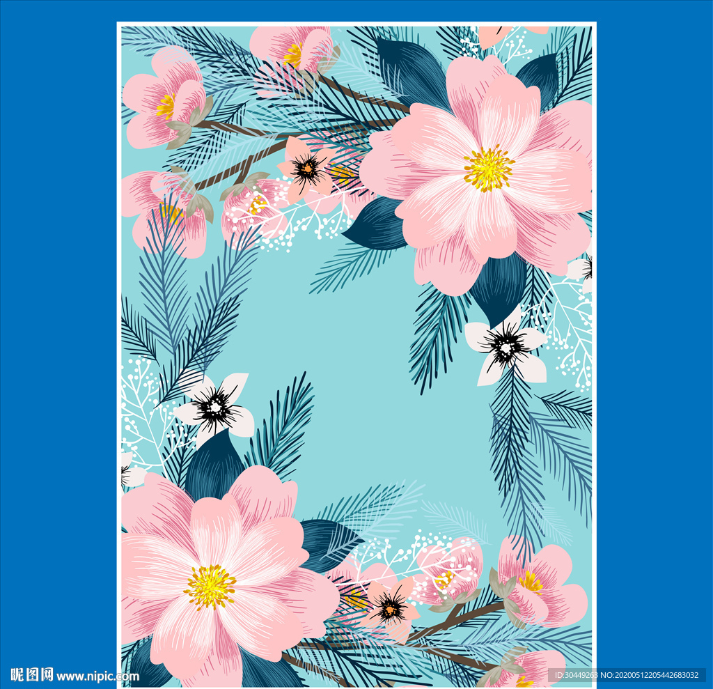 手绘花背景底纹促销小清新背景