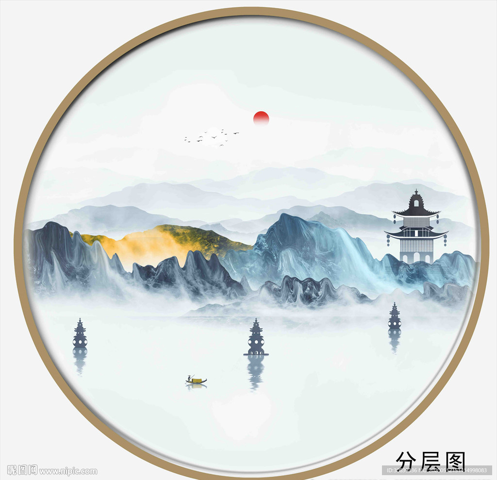 新中式西湖山水