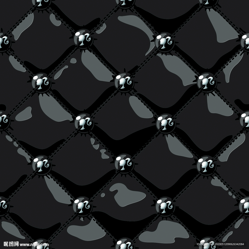 女头像 菱形 四方连续 底纹