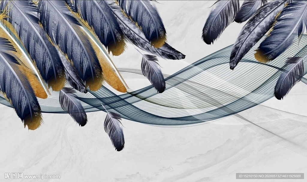 大理石羽毛电视背景墙