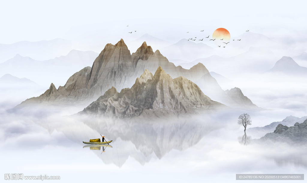 意境水墨山水画